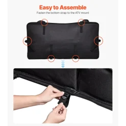 VEVOR ATV Rear Storage Bag, 50L ATV Rear Cargo Bag with Sponge Seat Cushion & Bottle Holder, 600D Oxford Cloth Rear Seat Gear Bag Fit Most ATVs with Rear Rack, Compatible with ATV, UTV, Can-Am Vehicle