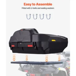 VEVOR ATV Rear Storage Box and Lounger, 95L ATV Cargo Box with Seat & Backrest, Waterproof LLDPE & Lockable Lounger Storage Box Fit Most ATVs with Rear Rack, Compatible with ATV, UTV, Can-Am Vehicles