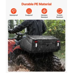 VEVOR ATV Rear Storage Box, 95L ATV Rear Cargo Box with Padded Backrest, Waterproof LLDPE and Lockable Gear Storage Box Fit Most ATVs with Rear Rack, Compatible with ATV, UTV, Can-Am Vehicles