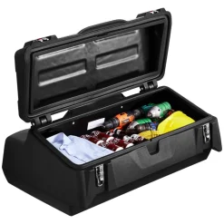 VEVOR ATV Rear Storage Box, 95L ATV Rear Cargo Box with Padded Backrest, Waterproof LLDPE and Lockable Gear Storage Box Fit Most ATVs with Rear Rack, Compatible with ATV, UTV, Can-Am Vehicles