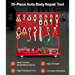 VEVOR Auto Body Frame Puller Straightener, 6T Tension Car Body Repair Equipment with 6000PSI Hydraulic Foot Pump & Swivel Post, Includes 16 Straightening Tools, for Auto Repair Shop, Sedan SUV Pickup