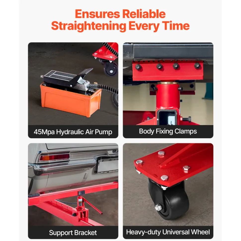 VEVOR Auto Body Frame Puller Straightener, 6T Tension Car Body Repair Equipment with 3T Airbag Jack & 6000PSI Hydraulic Foot Pump, Include 16 Straightening Tools, for Auto Repair Shop Sedan SUV Pickup