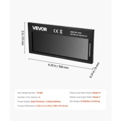 VEVOR Auto Darkening Welding Lens 4.25" x 2", Shade 11 True Color Welding Lens with Dual Arc Sensors & Gold Coating, Compatible with Most Welding Helmets for TIG, MIG, MMA, ARC Applications