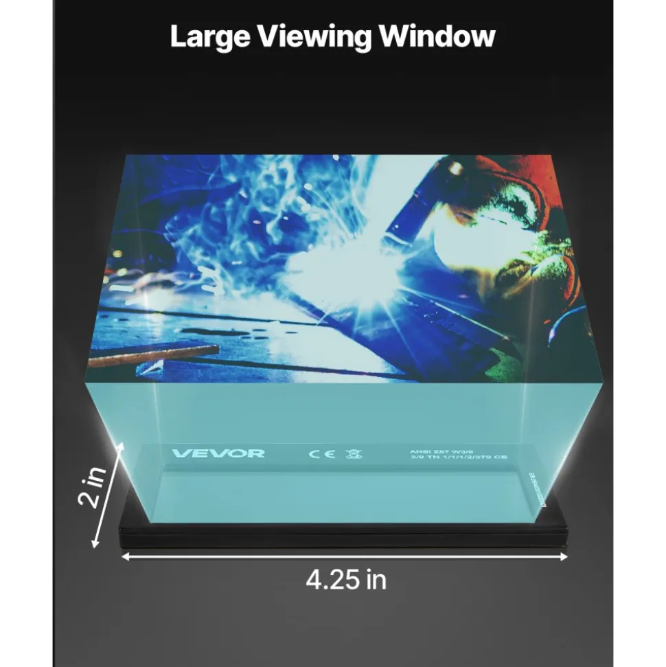 VEVOR Auto Darkening Welding Lens 4.25" x 2", Shade 11 True Color Welding Lens with Dual Arc Sensors & Gold Coating, Compatible with Most Welding Helmets for TIG, MIG, MMA, ARC Applications