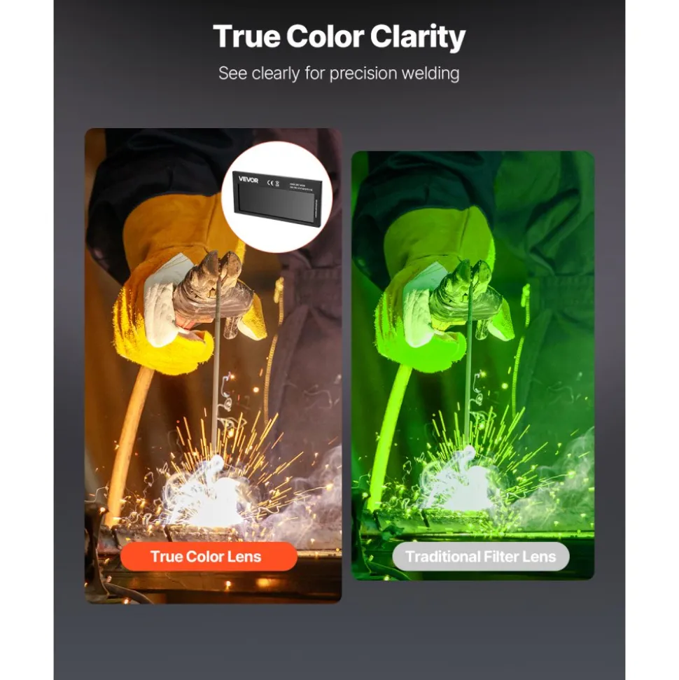 VEVOR Auto Darkening Welding Lens 4.25" x 2", Shade 11 True Color Welding Lens with Dual Arc Sensors & Gold Coating, Compatible with Most Welding Helmets for TIG, MIG, MMA, ARC Applications