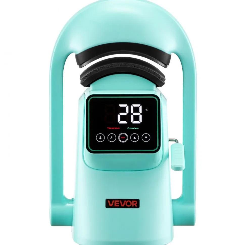 VEVOR Auto Hat Heat Press Machine, with 2pcs Interchangeable Platens, Automatic Open and Release, Touchscreen for Precise Time and Temperature Control, Heat Transfer Printing for Caps, Hats, Green