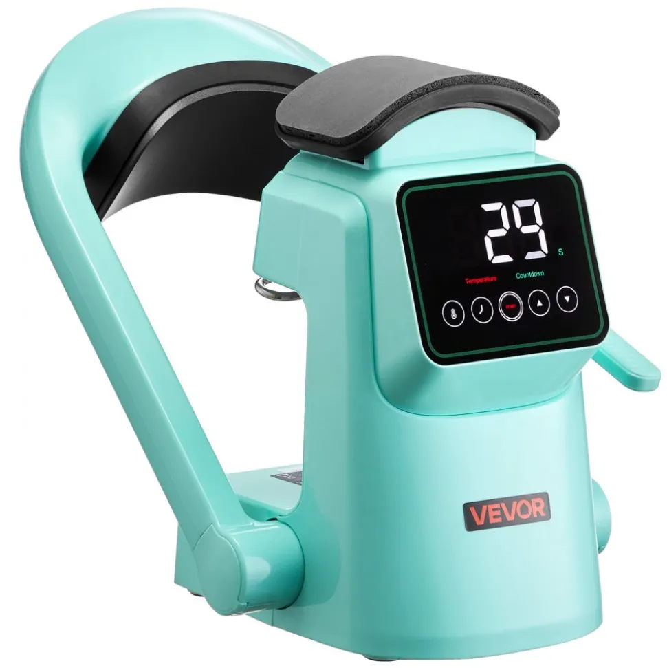 VEVOR Auto Hat Heat Press Machine, with 2pcs Interchangeable Platens, Automatic Open and Release, Touchscreen for Precise Time and Temperature Control, Heat Transfer Printing for Caps, Hats, Green