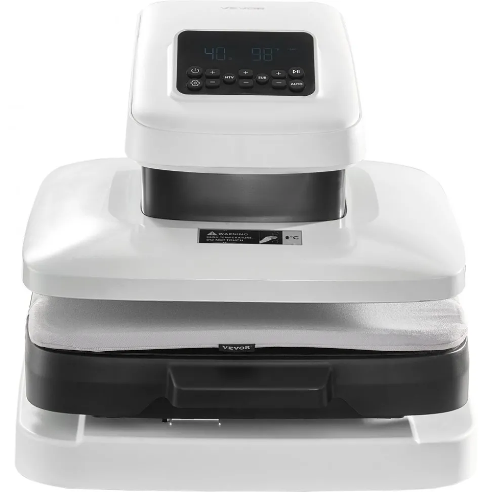 VEVOR Auto Heat Press Machine 15 x 15 inch T-Shirt Press Machine White, Auto Release and Adjustable Pressure, Digital Display, Rapid and Even Heating, for Sublimation, Vinyl, Heat Transfer Projects