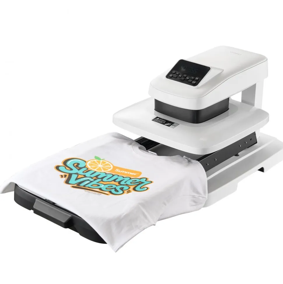 VEVOR Auto Heat Press Machine 15 x 15 inch T-Shirt Press Machine White, Auto Release and Adjustable Pressure, Digital Display, Rapid and Even Heating, for Sublimation, Vinyl, Heat Transfer Projects