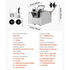 VEVOR Auto Heat-Shrink Tube Cutter, Cable Pipe Cutting Machine with 1mm-85mm Cutting Width, 0.1mm-99999.9mm Length, Automatic Tube Cutter for Heat Shrink Tube, Fiberglass Tube, Cable, Yellow Wax Tubes