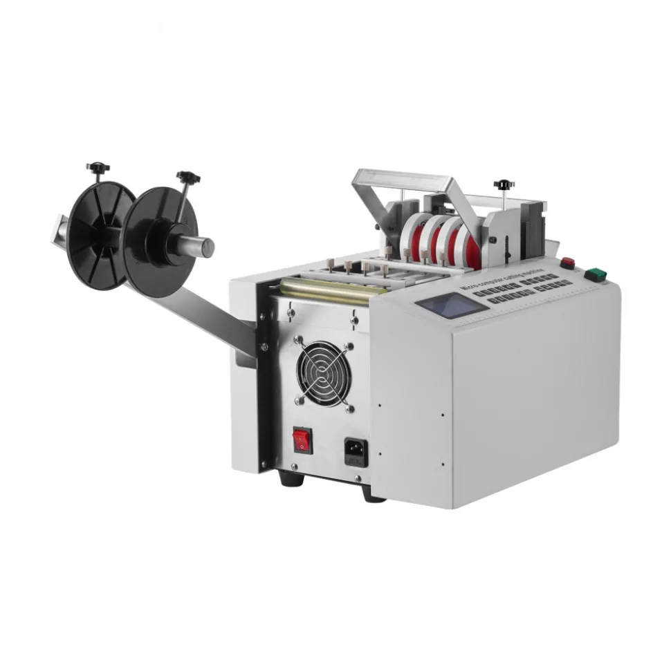 VEVOR Auto Heat-Shrink Tube Cutter, Cable Pipe Cutting Machine with 1mm-85mm Cutting Width, 0.1mm-99999.9mm Length, Automatic Tube Cutter for Heat Shrink Tube, Fiberglass Tube, Cable, Yellow Wax Tubes