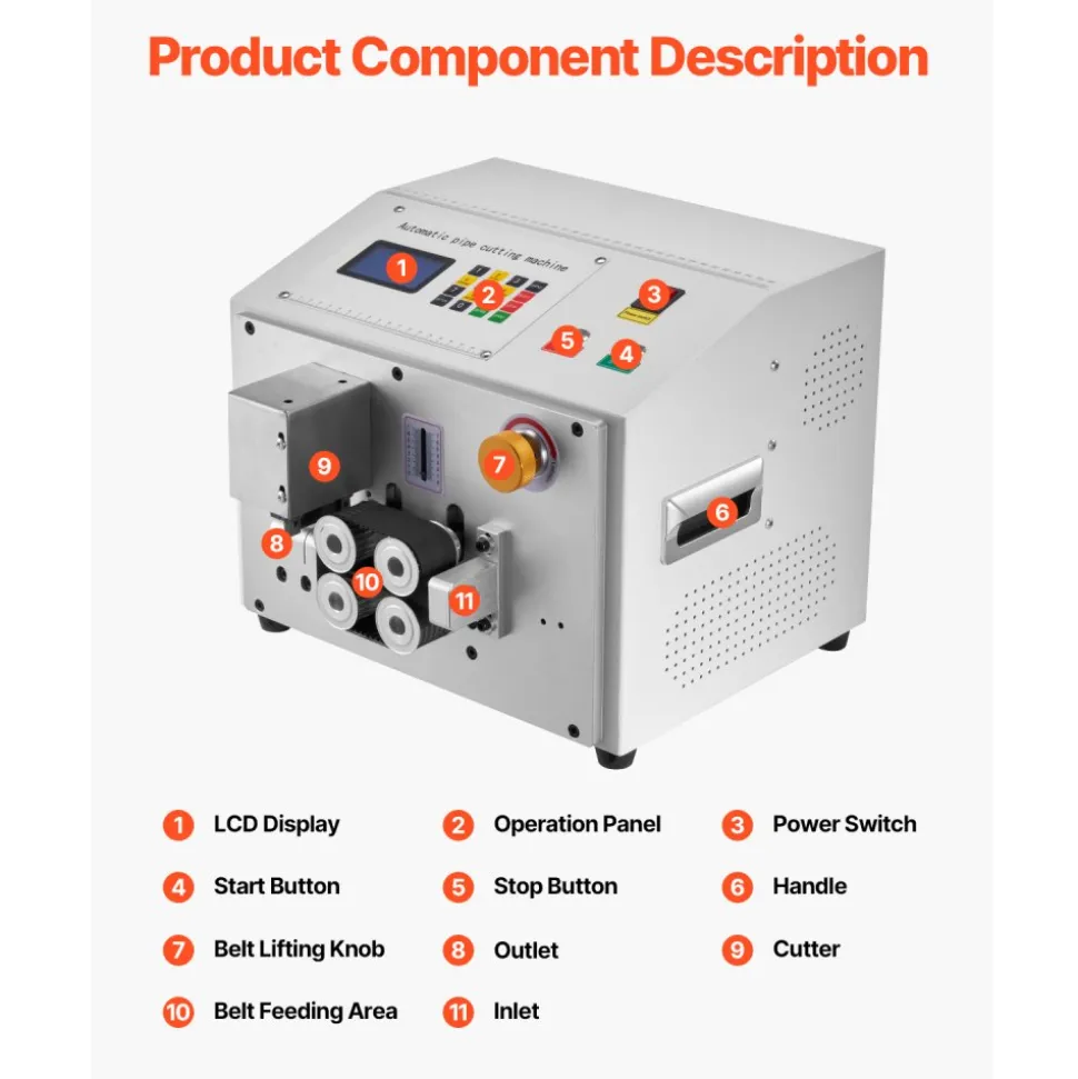 VEVOR Auto Heat-Shrink Tube Cutter, Automatic Pipe Cutting Machine with LCD Display, 1mm-20mm Cutting Diameter, 0.1mm-99999.9mm Cutting Length, Ideal for PVC PE Tube, Silicone Tube, Soft Water Pipe
