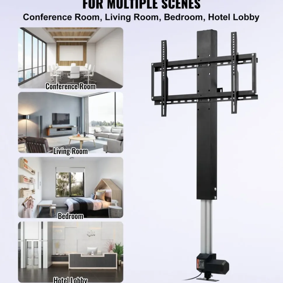 VEVOR Automated TV Elevator, 31" Stroke for Up to 60" Screens, Adjustable Height 42"-73", Remote Controlled, Supports 132 lbs