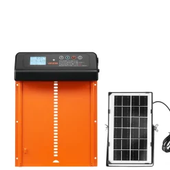 VEVOR Automatic Chicken Coop Door, Solar & Battery Powered Chicken Door with LCD Display, Remote Control, Light Sensor & Timer, Anti-Pinch Security, Aluminum Alloy Chick Run Gate Opener, Orange