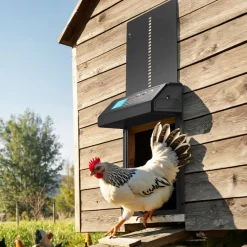 VEVOR Automatic Chicken Coop Door, Battery Powered Chicken Coop Door with Timer & Manual Setting, Anti-Pinch Security, Durable Aluminum Alloy, Chick Run Gate Opener with Waterproof Sealing, Orange