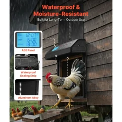VEVOR Automatic Chicken Coop Door, Battery Powered Chicken Coop Door with Timer & Manual Setting, Anti-Pinch Security, Durable Aluminum Alloy, Chick Run Gate Opener with Waterproof Sealing, Orange