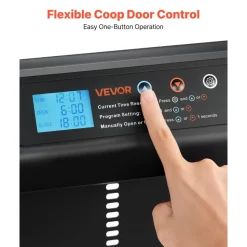 VEVOR Automatic Chicken Coop Door, Battery Powered Chicken Coop Door with Timer & Manual Setting, Anti-Pinch Security, Durable Aluminum Alloy, Chick Run Gate Opener with Waterproof Sealing, Orange