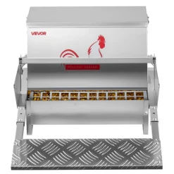 VEVOR Automatic Chicken Feeder, 25 lbs Capacity, Rainproof Treadle Poultry Feeder with Lockable Lid, No Waste, Galvanized Steel Construction, Outdoor Use, for Chicken, Bantams, Poultry, Pheasants