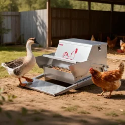 VEVOR Automatic Chicken Feeder, 25 lbs Capacity, Rainproof Treadle Poultry Feeder with Lockable Lid, No Waste, Galvanized Steel Construction, Outdoor Use, for Chicken, Bantams, Poultry, Pheasants