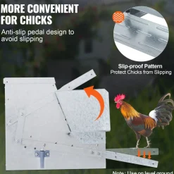 VEVOR Automatic Chicken Feeder, 25 lbs Capacity Feeds 10 Chickens up to 11 Days, Galvanized Steel Poultry Feeder