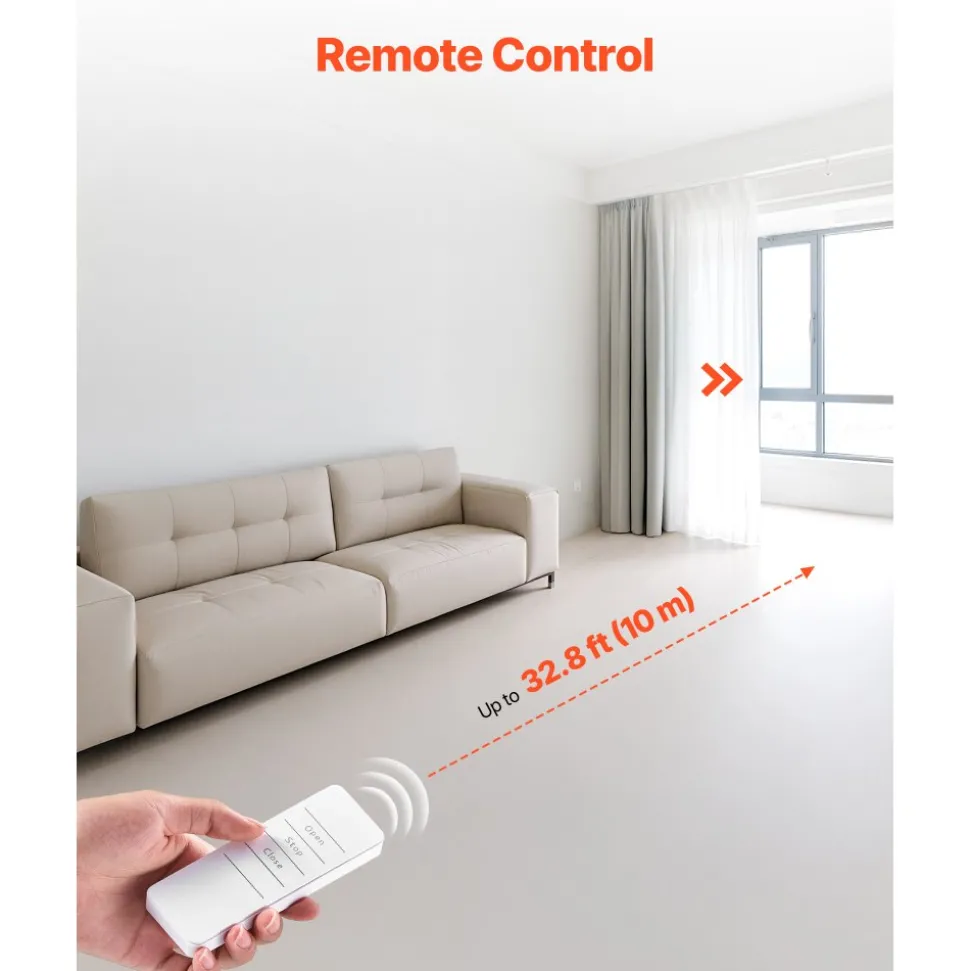 VEVOR Automatic Curtain Opener, APP and Remote Control, Hub Included, Electric Smart Curtain Opener Compatible with Alexa and Google Home, Timed Opening and Closing, Silent Mode, for Roman Rods