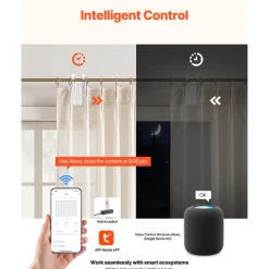 VEVOR Automatic Curtain Opener, APP and Remote Control, Hub Included, Electric Smart Curtain Opener Compatible with Alexa and Google Home, Timed Opening and Closing, Silent Mode, for Roman Rods