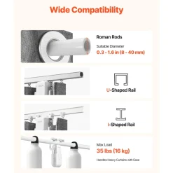 VEVOR Automatic Curtain Opener, 2 Pack, APP and Remote Control, Hub Included, Electric Smart Curtain Opener Compatible with Alexa and Google Home, Timed Opening and Closing, for Roman Rods, U/I Rails