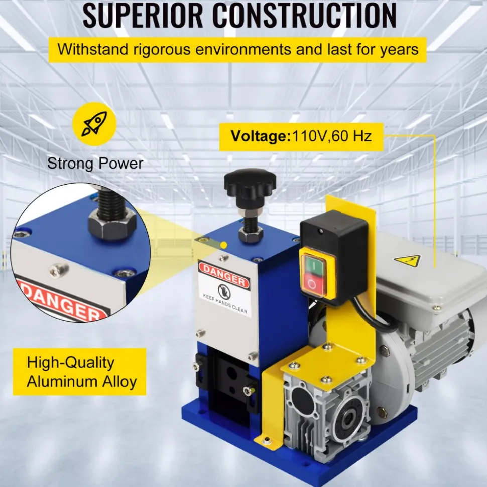 VEVOR Automatic Electric Wire Stripping Machine 0.05"-0.98",Portable Dark Blue Wire Stripper, Wire Stripping Machine Tool for Scrap Copper Recycling (Dark Blue)