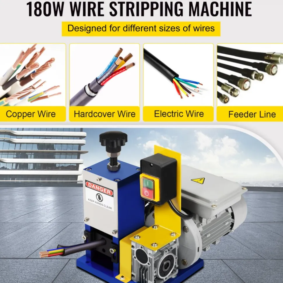 VEVOR Automatic Electric Wire Stripping Machine 0.05"-0.98",Portable Dark Blue Wire Stripper, Wire Stripping Machine Tool for Scrap Copper Recycling (Dark Blue)