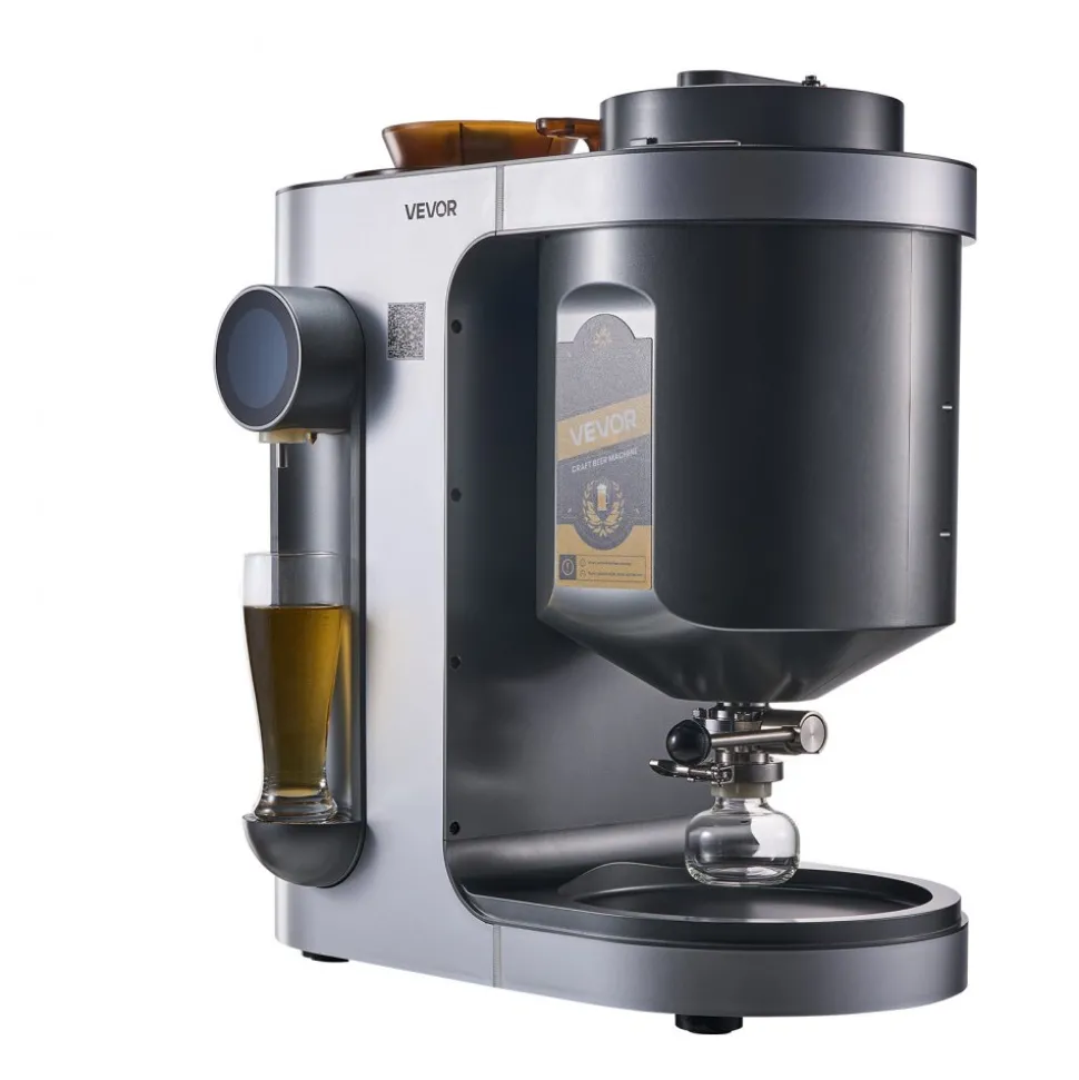 VEVOR Automatic Home Beer Brewer, 1500W Electric Beer Brewing Machine, 3.43 Gal All-in-One Home Brewer with Mash Boil Device, 304 Stainless Steel Internal Tank, Auto Temperature & Pressure Control