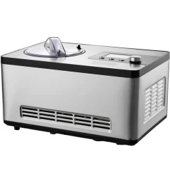 VEVOR Automatic Ice Cream Maker with Built-in Compressor, 2 Quart No Pre-freezing Fruit Yogurt Machine, Stainless Steel Electric Sorbet Maker, 3 Modes Gelato Maker with LCD Display & Timer, Silver