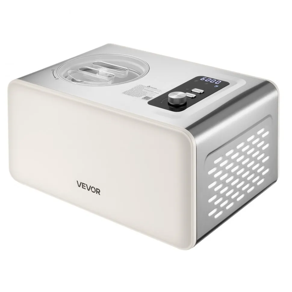 VEVOR Automatic Ice Cream Maker with Built-in Compressor, 2 Quart No Pre-freezing Gelato Maker, Electric Sorbet-Maker, 3 Modes Compressor Ice Cream Machine for Home Kitchen