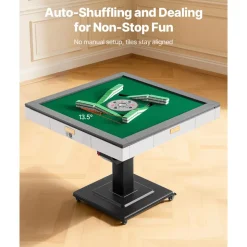 VEVOR Automatic Mahjong Table with Wheels, 2 Sets of 42 mm Tiles (152 Pcs), Roller Coaster Style Mahjong-Table, Foldable and Automatic Shuffler, for Home, Outdoor Leisure & Gifts for Mahjong Players