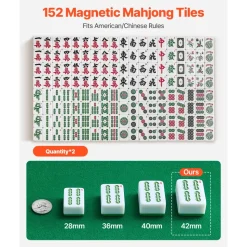 VEVOR Automatic Mahjong Table with Wheels, 2 Sets of 42 mm Tiles (152 Pcs), Roller Coaster Style Mahjong-Table, Foldable and Automatic Shuffler, for Home, Outdoor Leisure & Gifts for Mahjong Players