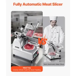 VEVOR Automatic Meat Slicer, 180W + 370W Deli Slicer with a 12 inch Premium 65Mn Blade, 0-0.3 inch Adjustable Thickness, Electric Food Slicer Machine for Meat, Vegetables, Hard Bread, and Cheese