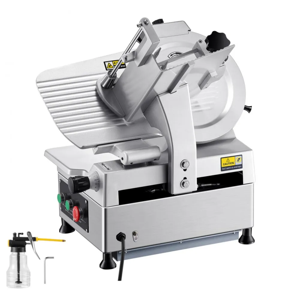 VEVOR Automatic Meat Slicer, 180W + 370W Deli Slicer with a 12 inch Premium 65Mn Blade, 0-0.3 inch Adjustable Thickness, Electric Food Slicer Machine for Meat, Vegetables, Hard Bread, and Cheese