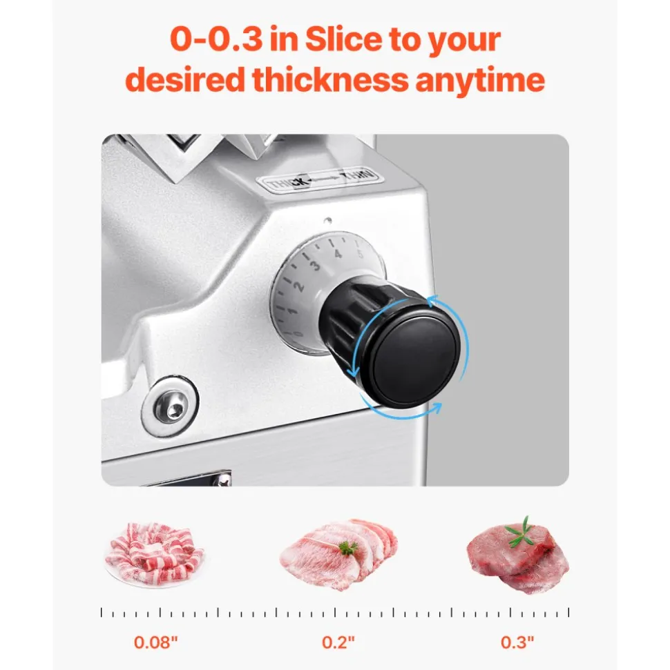 VEVOR Automatic Meat Slicer, 180W + 370W Deli Slicer with a 12 inch Premium 65Mn Blade, 0-0.3 inch Adjustable Thickness, Electric Food Slicer Machine for Meat, Vegetables, Hard Bread, and Cheese