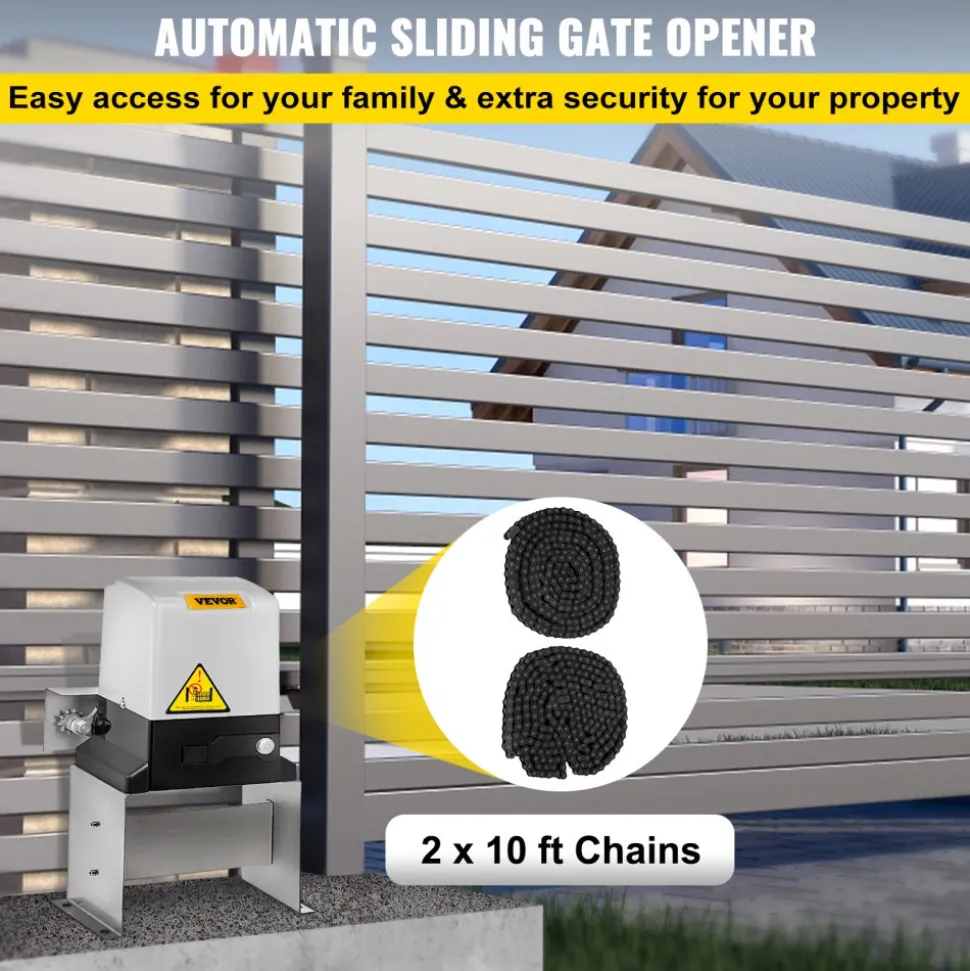 VEVOR Automatic Sliding Gate Opener 1400LBS with 2 Remote Controls, Gate Operator Hardware Kit for Security, Move Speed 43ft Per Min, Electric Rolling Driveway Slide Gate Motor