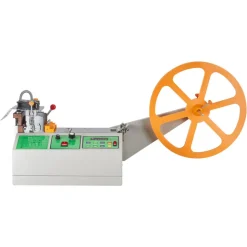 VEVOR Automatic Webbing Cutting Machine, Hot and Cold Ribbon Cutting Machine with Adjustable Temperature and LCD Display, Zipper Tapes Cutter for Nylon Webbing, Elastic Bands, Shoelaces