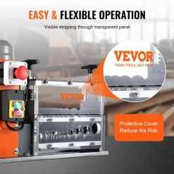 VEVOR Automatic Wire Stripping Machine, 0.06''-1.57'' Electric Motorized Cable Stripper, 750 W, 98 ft/min Wire Peeler with Visible Stripping Depth Reference, 10 Channels for Scrap Copper Recycling
