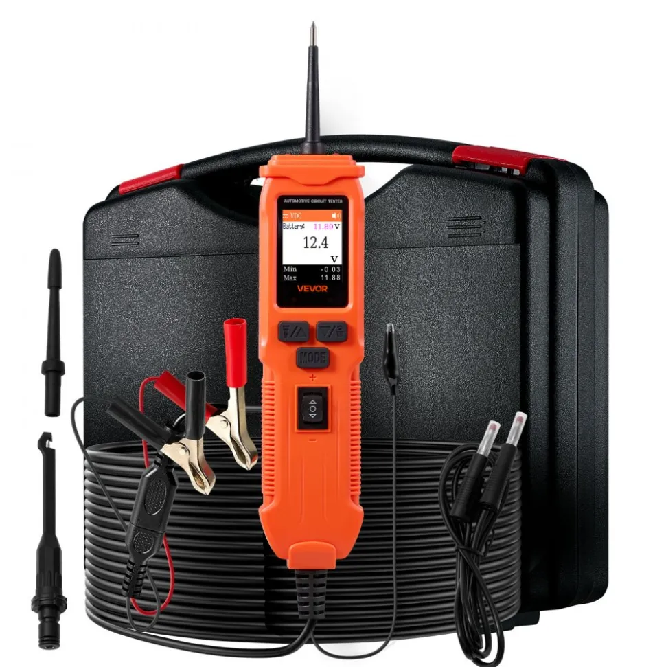 VEVOR Automotive Circuit Tester, 8 - 35 DCV Power Circuit Probe Tester with TFT Color Display and Lighting, Automotive Power Tester Probe with 19.7 ft / 6 m Cable, 2-in-1 Electrical Detector Finder