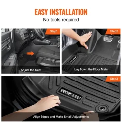 VEVOR Automotive Floor Mats, Fits for Honda CR-V (Hybrid Models) 2017-2022, 3 pcs Front and 2nd Row Liners, All Weather Custom Fit TPE Vehicle Floor Mats, Easy to Clean Floor Liners for SUV, Black