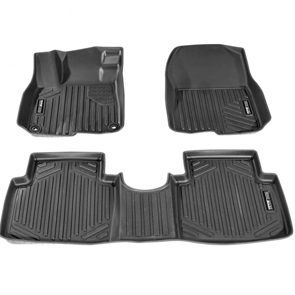 VEVOR Automotive Floor Mats, Fits for Honda CR-V (Hybrid Models) 2017-2022, 3 pcs Front and 2nd Row Liners, All Weather Custom Fit TPE Vehicle Floor Mats, Easy to Clean Floor Liners for SUV, Black
