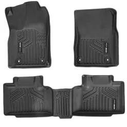 VEVOR Automotive Floor Mats, Fits for Dodge Ram 1500 Crew Cab 2019-2024, 3 pcs Front and 2nd Row Liners, All Weather Custom Fit TPE Vehicle Floor Mats, Easy to Clean Floor Liners for Trucks, Black