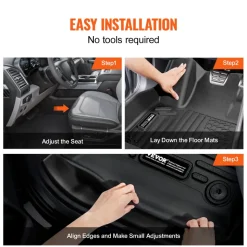 VEVOR Automotive Floor Mats, Fits for Dodge Ram 1500 Crew Cab 2019-2024, 3 pcs Front and 2nd Row Liners, All Weather Custom Fit TPE Vehicle Floor Mats, Easy to Clean Floor Liners for Trucks, Black