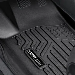 VEVOR Automotive Floor Mats, Fits for Dodge Ram 1500 Crew Cab 2019-2024, 3 pcs Front and 2nd Row Liners, All Weather Custom Fit TPE Vehicle Floor Mats, Easy to Clean Floor Liners for Trucks, Black