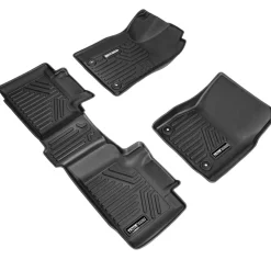 VEVOR Automotive Floor Mats, Fits for Dodge Ram 1500 Crew Cab 2019-2024, 3 pcs Front and 2nd Row Liners, All Weather Custom Fit TPE Vehicle Floor Mats, Easy to Clean Floor Liners for Trucks, Black