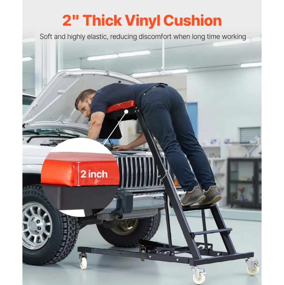 VEVOR Automotive Top Creeper, Engine Creeper 42.5"-64.8", 400 LBS Capacity High Top Creeper, 4 Swivel Caster Wheels, Padded Deck, Creeper for Home Garage, Workshop Repair Maintenance