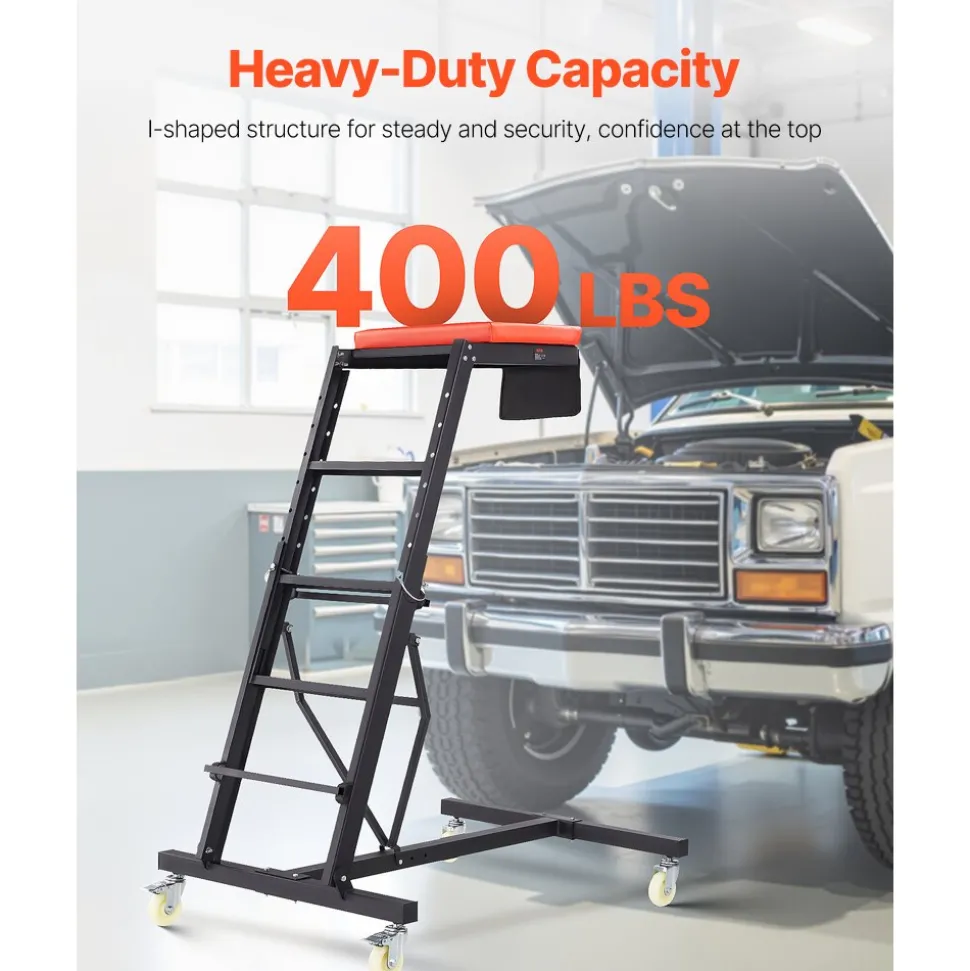 VEVOR Automotive Top Creeper, with Adjustable Height 49.6" to 75.6", 400 LBS Capacity High Creeper, 4 Swivel Caster Wheels, Heavy Duty Creeper for Auto Repair and Maintenance
