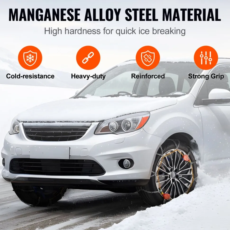 VEVOR Auto Tightening Snow Chains, Diamond Mesh Traction Wheel Chains for Anti-slip, Alloy Steel Tire Chains for Tires 265/75-15, 265/75-16, LT265/75-16, 255/75-17, LT255/75-17, 275/45-22, 265/70-16